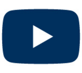 Youtube Icon. Blue, rounced rectangle with a triangle in the middle.