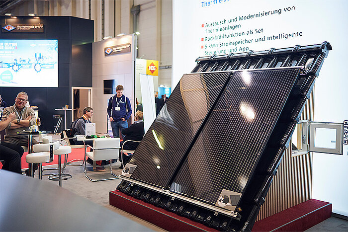 Blick auf Solarpanels im Bereich ENERGY@GET Nord