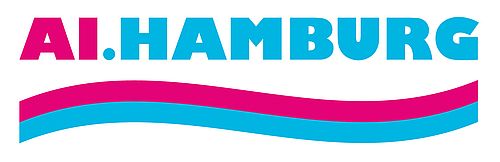 AI.HAMBURG Logo. AI is written in Magenta and Hamburg in turquois, with a wave in both colors below.